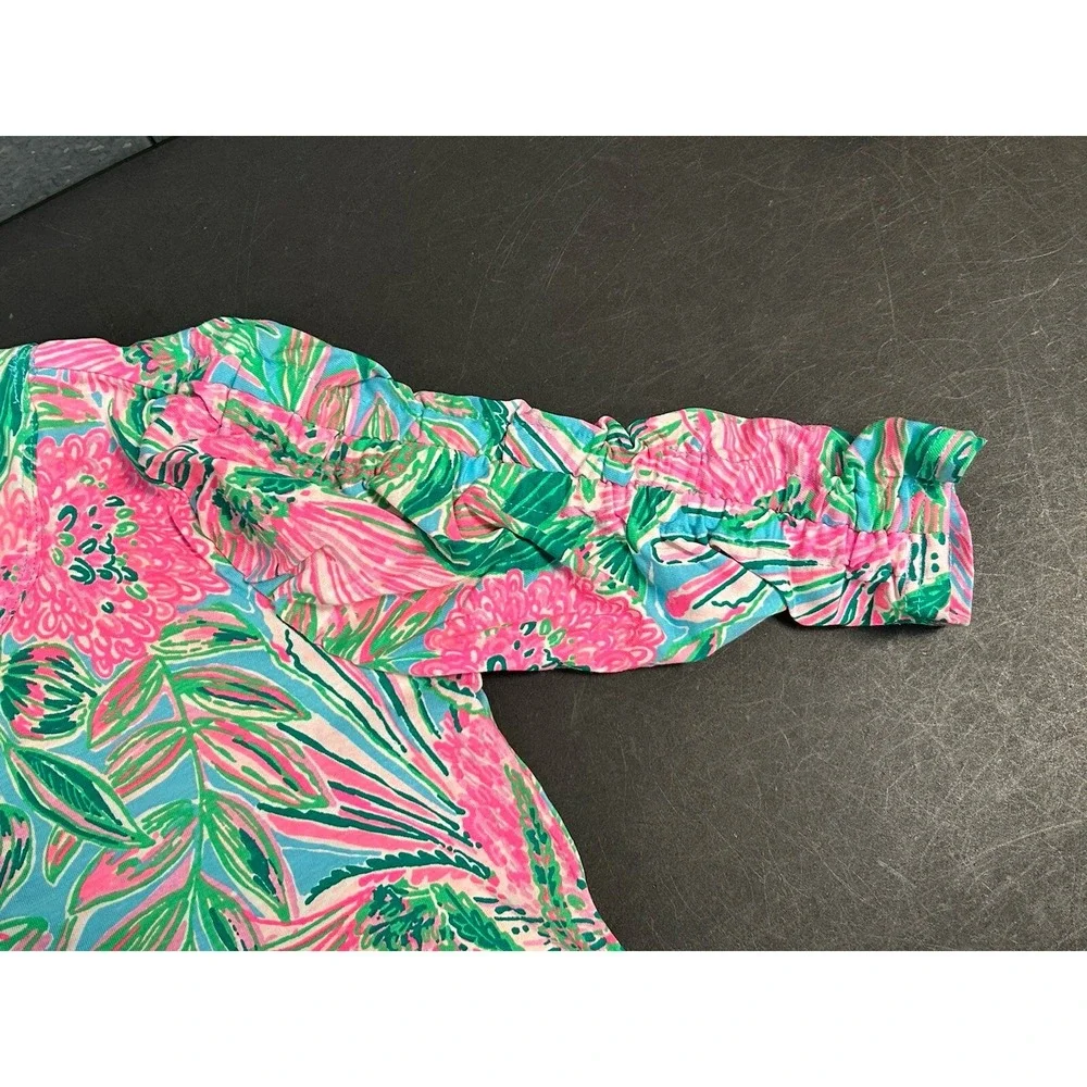 NWOT Lilly Pulitzer Floral Dress Ruched Sleeves Size XXS